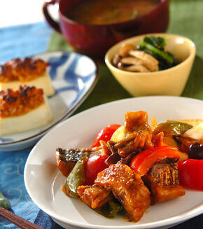 揚げサバの甘酢炒めの献立