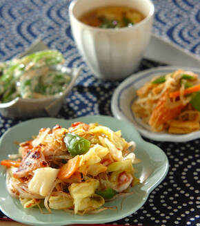 イカのソース炒めの献立