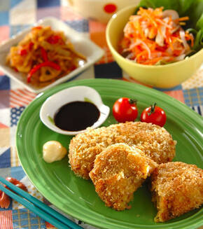 春キャベツのカレー風味コロッケの献立