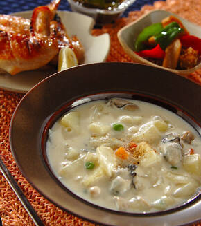 カキのクリームシチューの献立