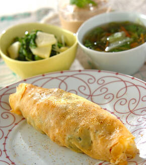 ウナギの和風オムライスの献立