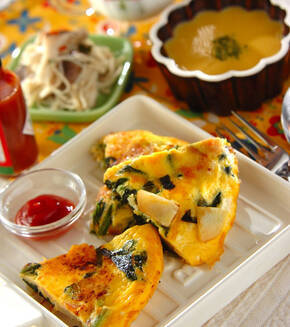 ホウレン草入りスペイン風オムレツの献立