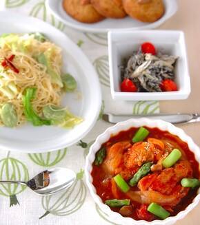 鶏肉のトマト煮の献立