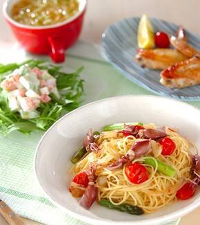 ホタルイカのパスタの献立