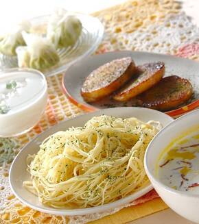 パンプキンつけ麺の献立