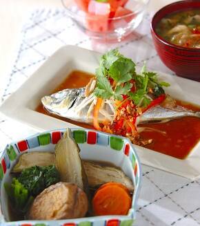 ナスの田舎煮の献立