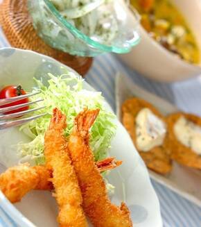 アーモンドエビフライの献立