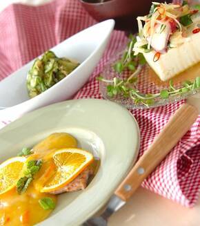 ポークソテー・フルーツ焼きの献立