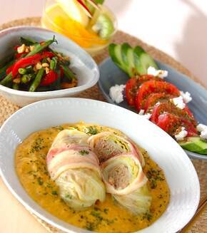 ロールキャベツ・カレーソースの献立