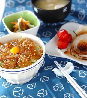 鯛の漬け丼の献立