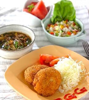 卵のコロッケの献立