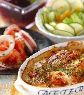 ポテトとエビのグラタンの献立