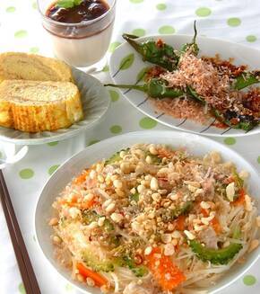 ゴーヤの素麺チャンプルーの献立