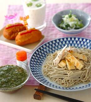 モロヘイヤつゆそばの献立