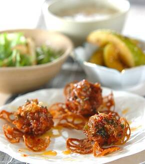 香菜入りエビ団子の献立