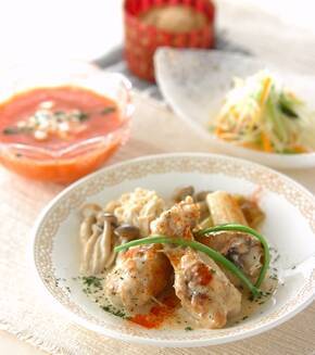 鶏肉の白ワイン煮の献立