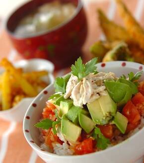アボカドサルサ丼の献立