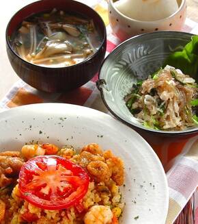 照り焼き味ジャンバラヤの献立