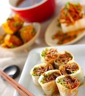 具材を変えて生春巻き みんな大好き焼き肉味の献立