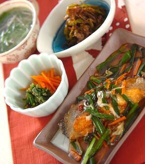 カレイの唐揚げあんかけの献立