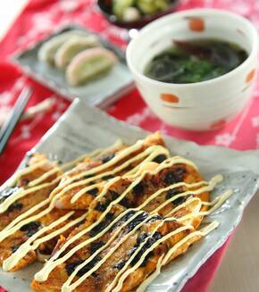 キムチ入りお好み焼きの献立