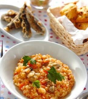 カキのトマトリゾットの献立