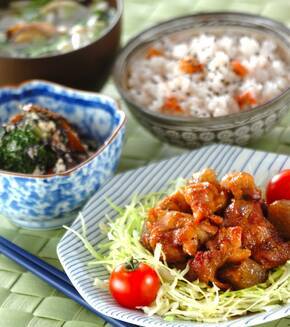 鶏肉のユズ照り焼きの献立