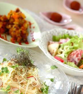 ラディッシュとツナの冷製パスタの献立