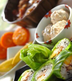 キャベツのご飯ロールの献立