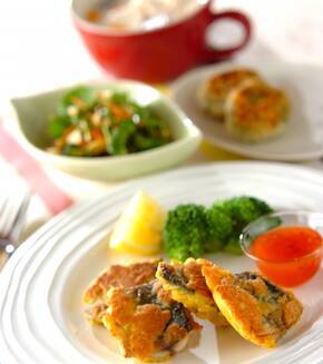 魚のパン粉焼きの献立