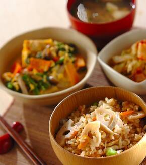 根菜の炊き込みご飯の献立