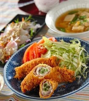 豚肉のチーズロールカツの献立