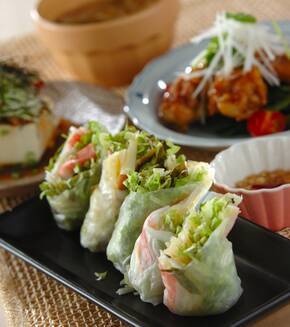 シャキシャキ生春巻きの献立