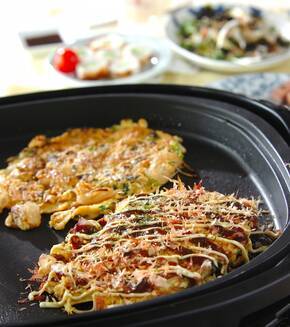 お好み焼きとネギ焼きの献立