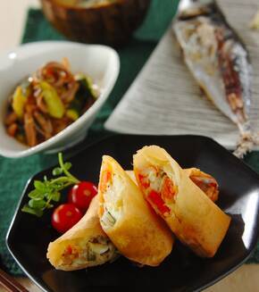 ポテトの春巻きの献立