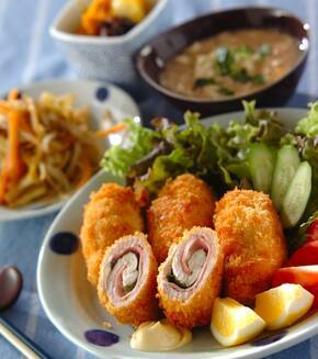 ささ身のいろいろロールフライの献立