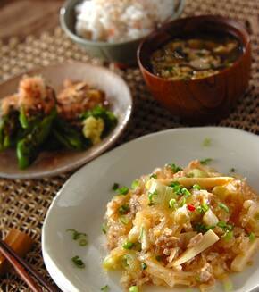春雨とひき肉のピリ辛炒めの献立