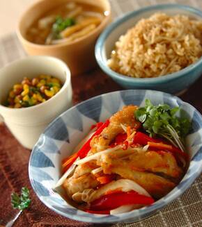 手羽元の甘酢漬けの献立