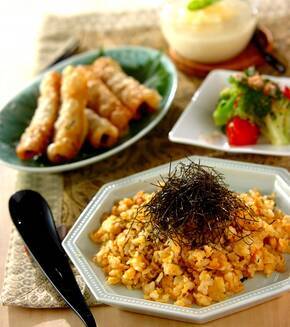 高菜と明太子のチャーハンの献立