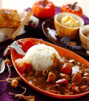 カボチャのカレーの献立