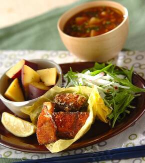 ブリのスパイシー唐揚げの献立