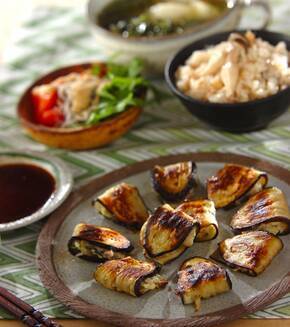 ナス餃子の献立