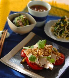 むね肉でもしっとり柔らか！本格よだれ鶏の献立