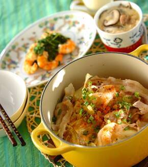 豚肉とキャベツの重ね蒸しの献立