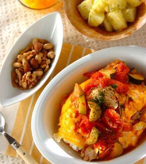 鶏肉のケチャップ煮ライスの献立