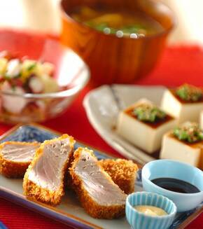 マグロのカツの献立