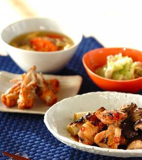 キノコと鶏肉の焼きびたしの献立