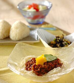 七夕ジャージャー素麺の献立