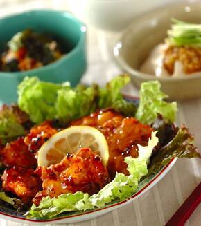 揚げ鶏のさわやかレモンあんかけの献立