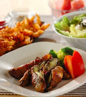 甘辛！トロっとナスと大葉の豚肉巻きの献立